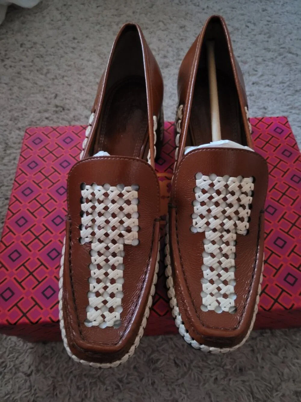 NIB Tory Burch Woven Raffia 55M< Loafer 9
